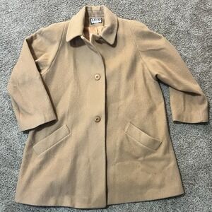 MDP Mario De Pinto Vintage Tan Camel Chic Wool Trench Coat USA Union Made medium